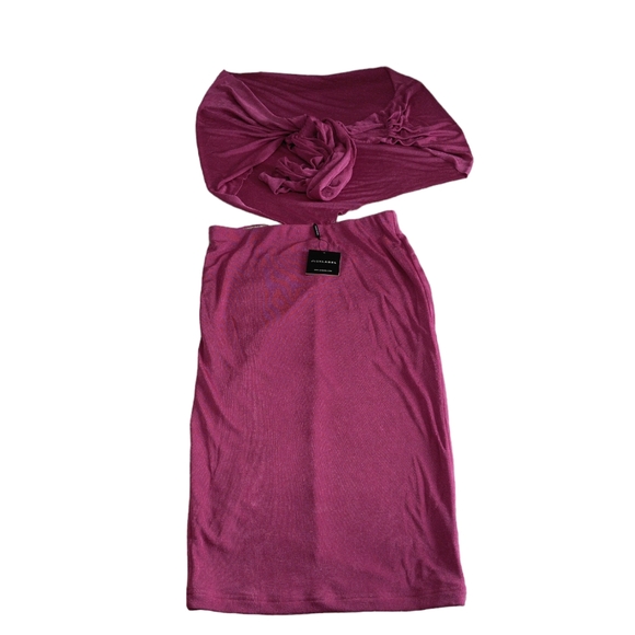 NWT JLuxLabel Size Large Fushcia Pink Tie Skirt - Picture 1 of 13